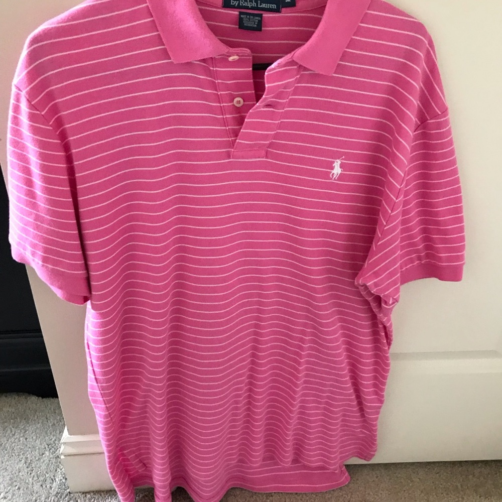 Pink Short Sleeve Striped Polo